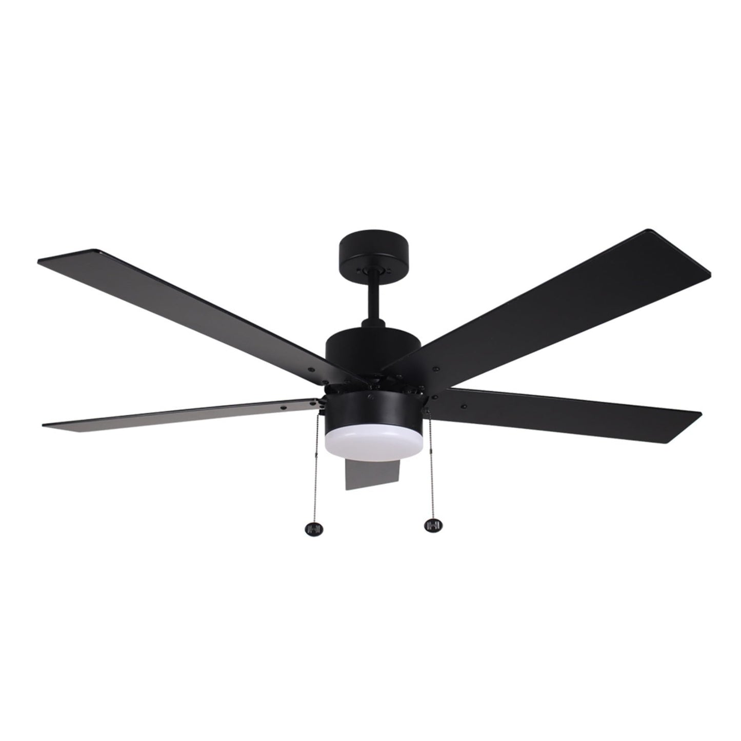 HOMEnhancements 54 Inch Ceiling Fan with LED Light Matte Black Indoor/Outdoor Ceiling Fan with Pull Chain Dimmable 3-Color Temperature 3000K 4000K