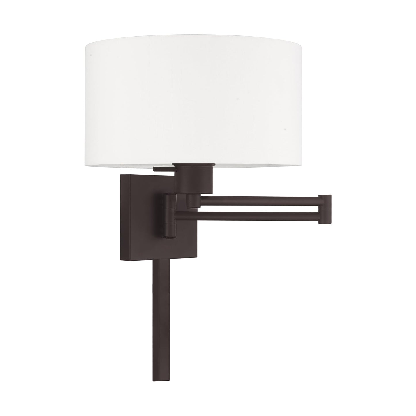 Livex Lighting 40036-07 24.25" One Light Swing Arm Wall Mount, Bronze Finish with Off-White Fabric Shade