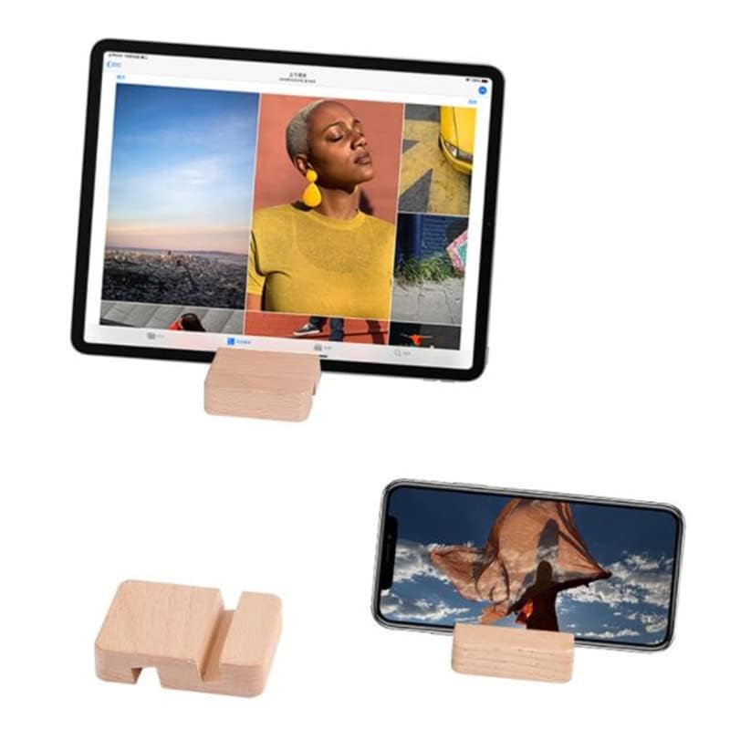 BWRMHME Set of 2 Beech Desktop Cell Phone Stand for iPhone, Portable Mobile Phone Holder Stand, Wooden Ipad Stand