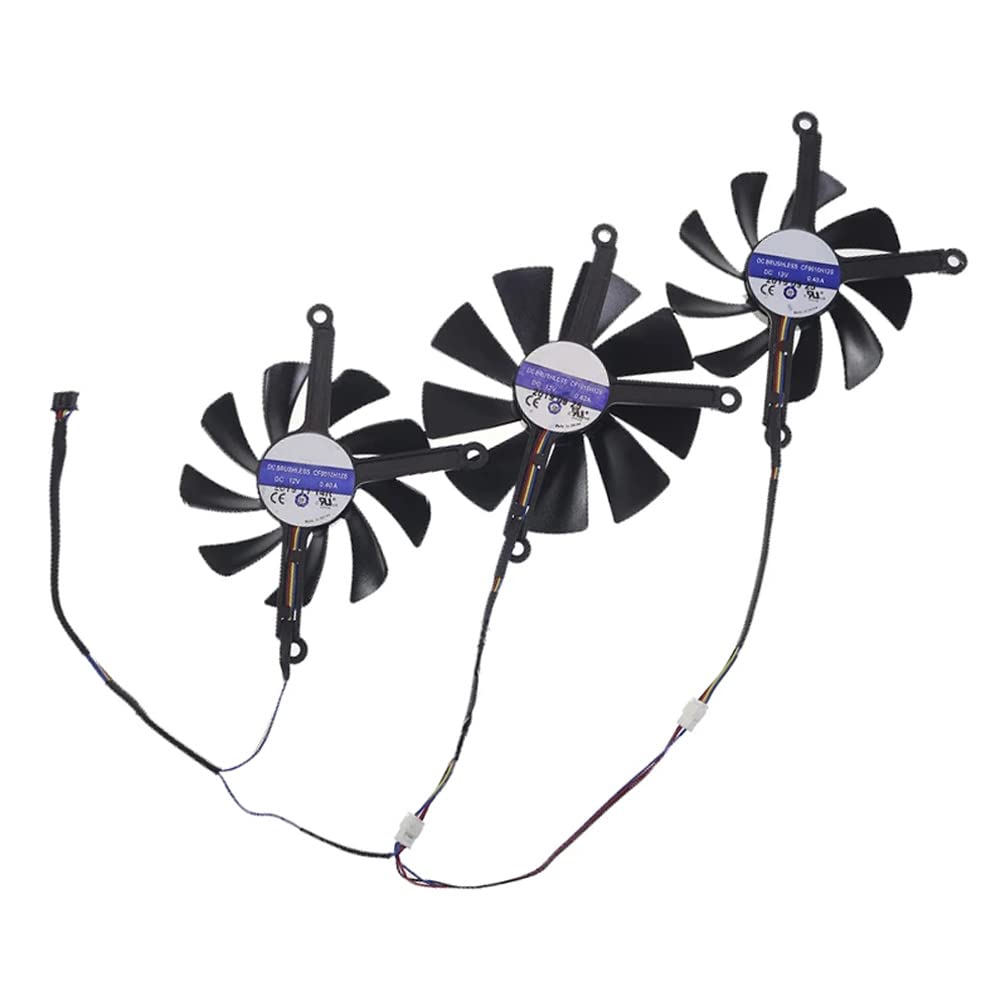 Rakstore CF1010U12S Graphics Card Cooling Fan Replacement for XFX RX 5700 XT Thicc III Quiet Cooler Fan (3 Pcs/Set)