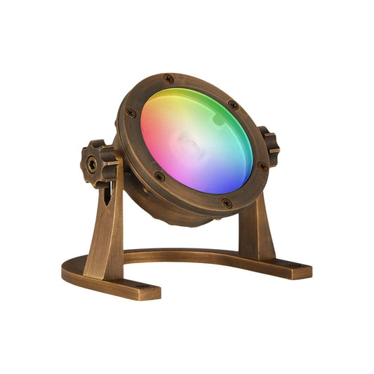 VOLT 12V IP68 Cold Forged Brass (Bronze) RGBW Color Changing LED Underwater Light with Remote Control for Low Voltage Outdoor Lighting