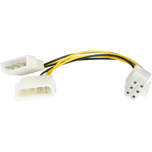 StarTech.com 6in LP4 to 6 Pin PCI Express Video Card Power Cable Adapter - Power adapter - 4 pin internal power (M) to 6 pin PCIe power (M) - 6