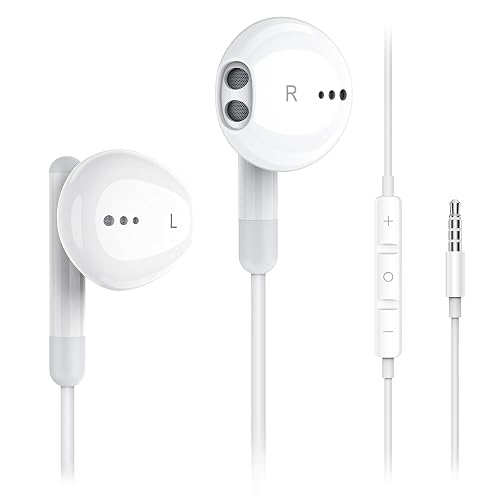 Kimwood Wired Earbuds with Microphone, Wired Earphones in Ear Headphones HiFi Stereo, Powerful Bass and Crystal Clear Audio, Compatible with iPhone