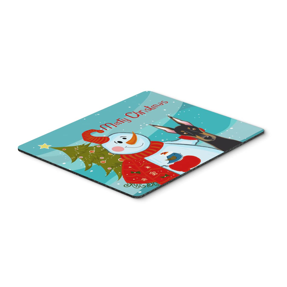 Caroline's Treasures Snowman with Doberman Mouse/Hot Pad or Trivet, 7.75" x 9.25" Multicolor (BB1865MP)