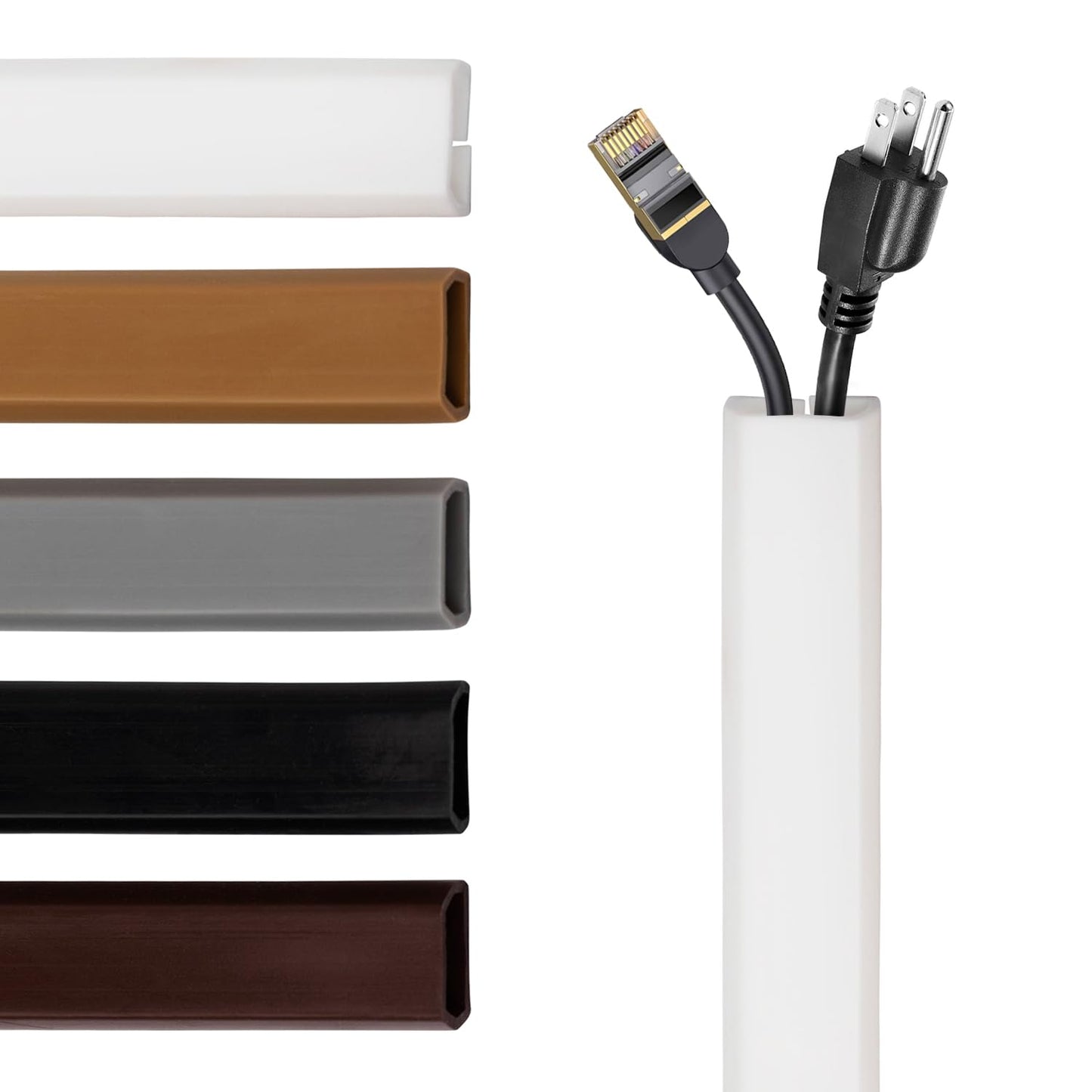 TV Cord Hider - Flexible Wall Cord Cover Low Profile Silicone Cable Raceway Self Adhesive Cut to Size Design for Hiding Wires on Wall Clean Home Setup