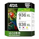 936XL 936 Ink Cartridges for HP Printers (4-Pack) for HP 936 Ink Cartridges Work OfficeJet Pro 9730e 9135e 9120e 9110 9120b 9120 9110b 9130e 9110e