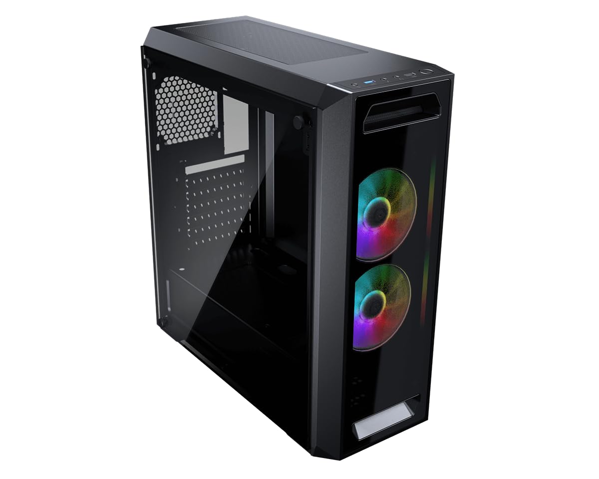 Cougar MX350 RGB PC Gaming Case Mid Tower - Mini ITX/Micro ATX/ATX with Front and Side Tempered Glass Panel, 2x120mm ARGB Fans Pre-Installed, Cable