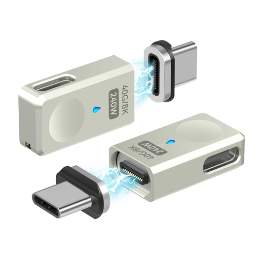SHEEAST USB Type C Magnetic Adapter 40Gbps, Side Port 2Pack 240W Magnetic USB C Adapter 24 Pin Straight with 8K 60Hz for Steam Deck, Thunderbolt 3/4…