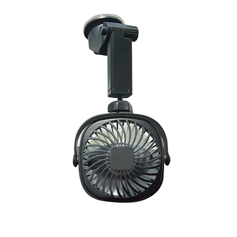 Freshwater USB Car Fan with Suction Cup, Rechargeable Wall Fan, Portable Electric Fan, 360 Degree Rotation, Black, Super Suction