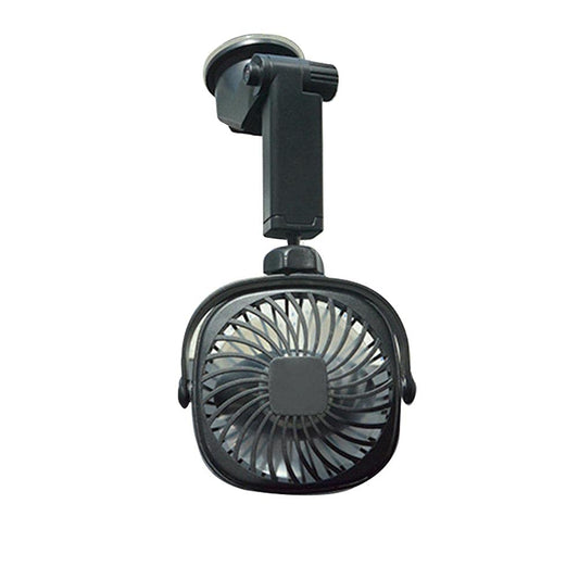 Freshwater USB Car Fan with Suction Cup, Rechargeable Wall Fan, Portable Electric Fan, 360 Degree Rotation, Black, Super Suction