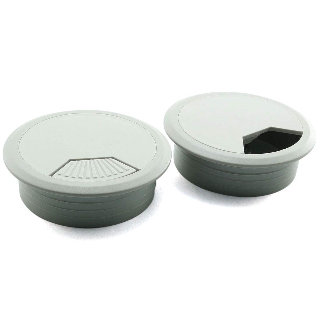 HJ Garden 2pcs 2inch Desk Wire Cord Cable Grommets Hole Cover for Office PC Desk Cable Cord Organizer Plastic Cover Grey