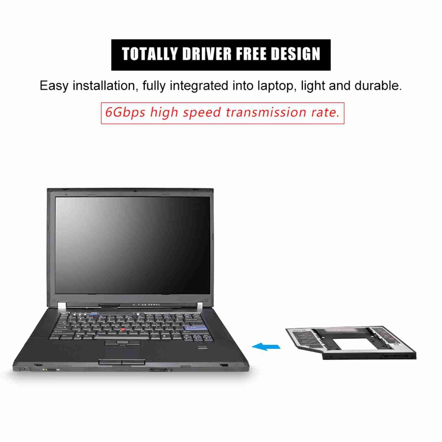 2.5" SSD HDD Hard Drive Enclosure, HDD Internal Hard Disk Drive CD/DVD-ROM Bracket for Most Laptops with 9.5mm Connector