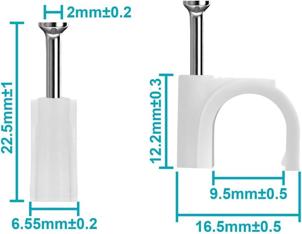 10mm Diameter Circle Ethernet Nylon Wire Cable Clips Clamps with Steel Nail, 100pcs/Pack?10mm,White?