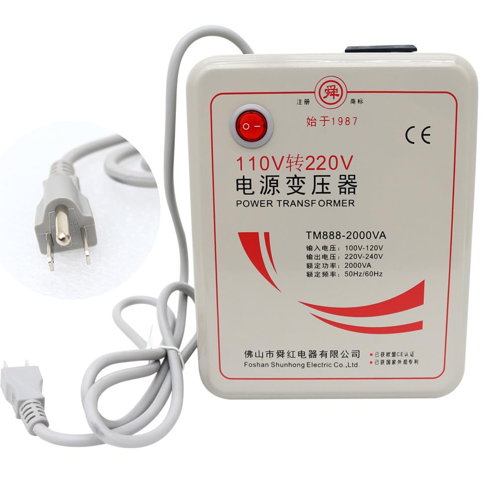 INTBUYING Inverter Step Up Voltage Converter 110v to 220v Transfomer Commercial Adapter 2000 W for Europe Asia Appliances Used in US