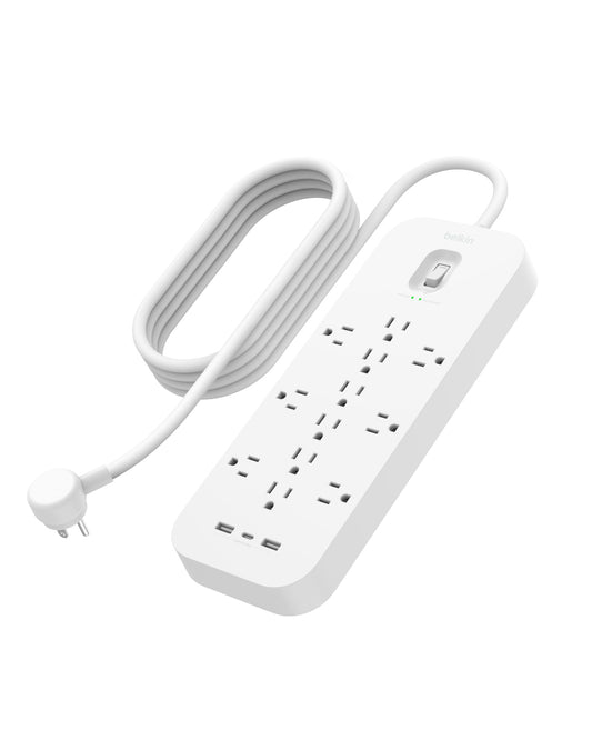 Belkin 12-Outlet Surge Protector Power Strip w/ 12 AC Outlets, 2 USB-A Ports and 1 USB-C Port, 6ft Cable, UL-listed w/ Overload & Overvoltage