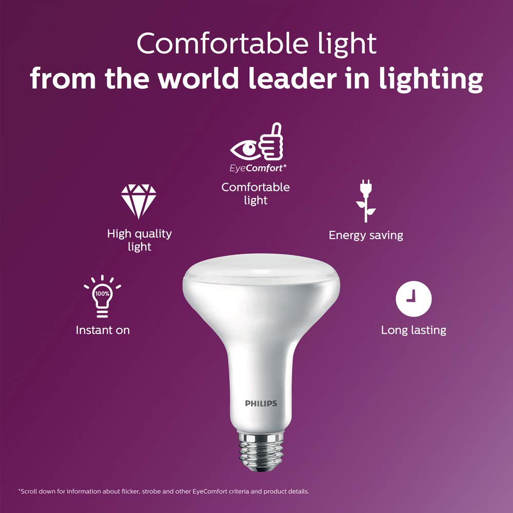 Philips LED Dimmable BR30 Light Bulb: 650-Lumen, 2700-Kelvin, 11-Watt (65-Watt Equivalent) E26 Base, Frosted, Soft White, 6-Pack