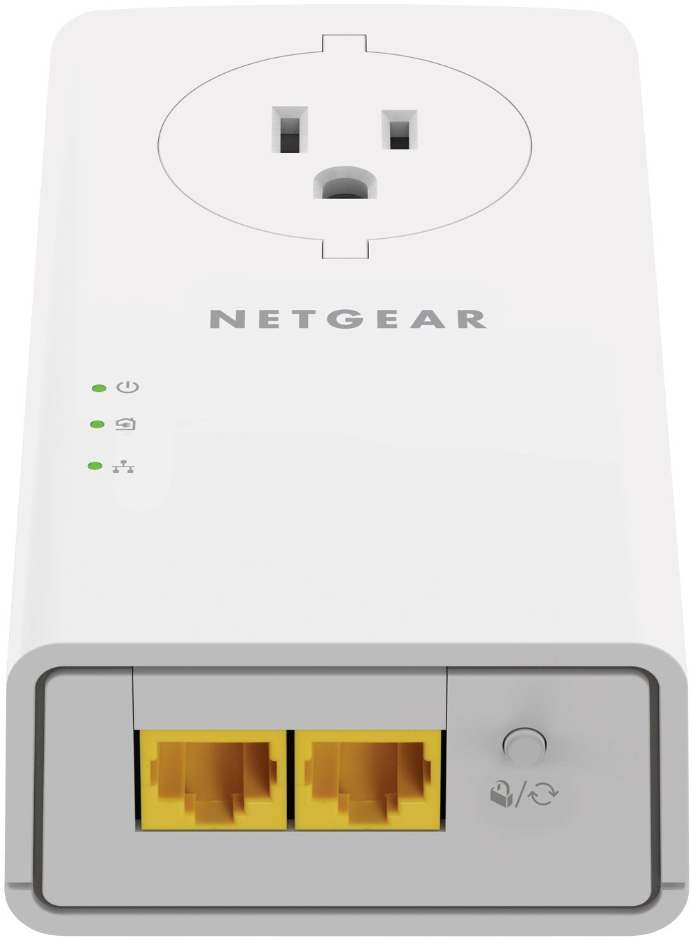 NETGEAR Powerline Adapter Kit, 2000 Mbps Wall-Plug, 2 Gigabit Ethernet Ports with Passthrough + Extra Outlet (PLP2000-100PAS), uses Your existing