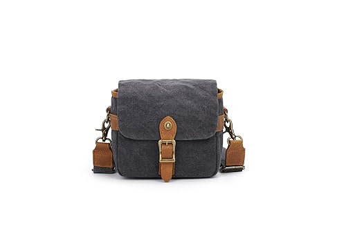peacechaos Vintage Canvas DSLR/SLR Camera Bag - Thick Protective Case for Camera and Lens - Water Resistant - Sling Shoulder Bag for Photography