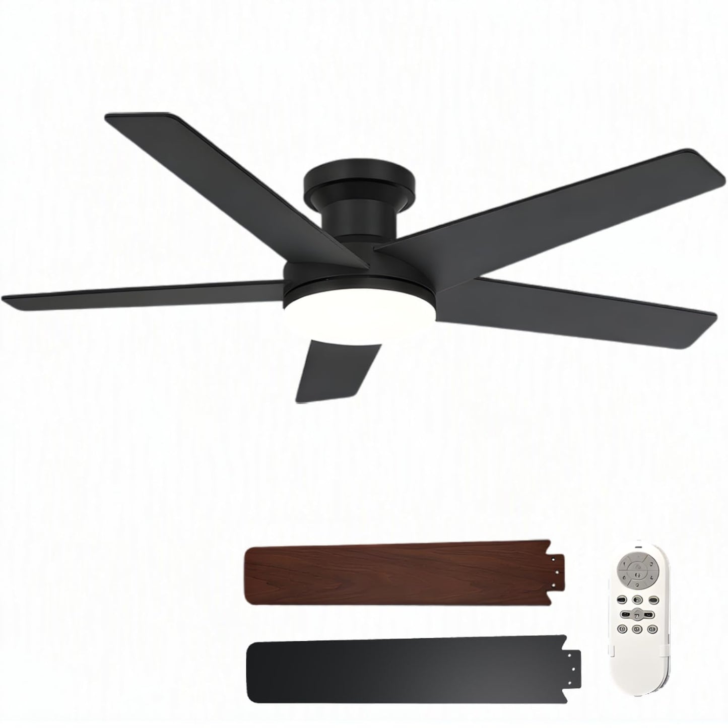 GarveeHome 42 Inch Flush Mount Ceiling Fan with LED Light and Remote