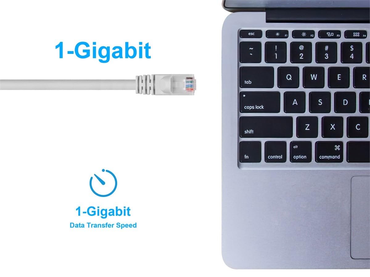 Monoprice Cat6 Ethernet Patch Cable - Snagless RJ45, Fullboot, 24AWG Stranded Pure Bare Copper Wire, 550Mhz, UTP, 100 Feet, White