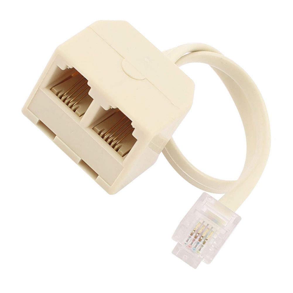 LinaLife 2pc RJ11 6P4C Male to Female 2 Way Outlet Telephone Jack Line Adapter Striking rj11 Male to Female Two Way Telephone Splitter Converter Cable