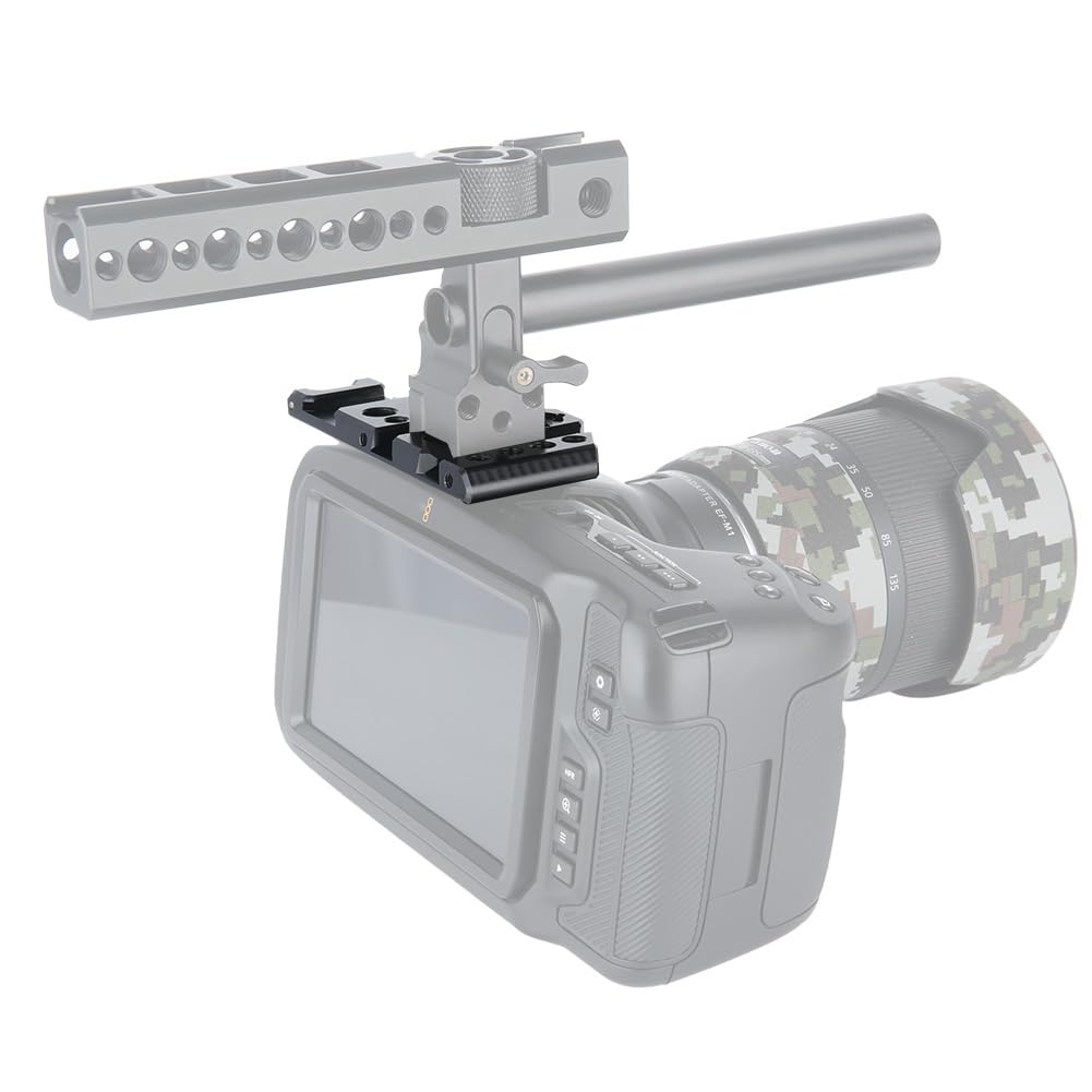 NICEYRIG Top Plate for BMPCC 4K&6K for Blackmagic Pocket Cinema Camera Mounting Plate with NATO Rail Cold Shoe - 373