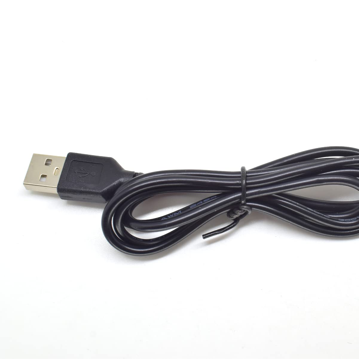 ELNONE 5pcs USB 2 Wire Pigtail Cable 1A 5V 1M 3.3ft Black 28AWG USB A Male Power Cable Plug Cord Connectors with Quick Wire Cable Connector