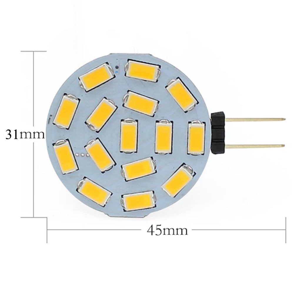 songcan G4 LED Bulb,White/Red/Blue/Green Colour Bi-Pin LED disc, JC Side pin, 12V-24V AC/DC Low Volts, CRI> 85, 350 Lumens, Pack 10 (Green)