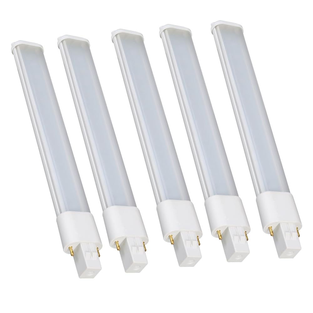 E-Simpo 5pcs 7W 2 Pin GX23 LED Horizontal PL Light Bulb 700LM 13W CFL Equivalent PLS-13W Replacement LED Plug & Play Lamp (Daylight White)
