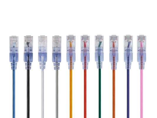 Monoprice Cat6A Ethernet Patch Cable - Snagless RJ45, 550Mhz, 10G, UTP, Pure Bare Copper Wire, 30AWG, 10-Pack, 25 Feet, 10-Color - SlimRun Series