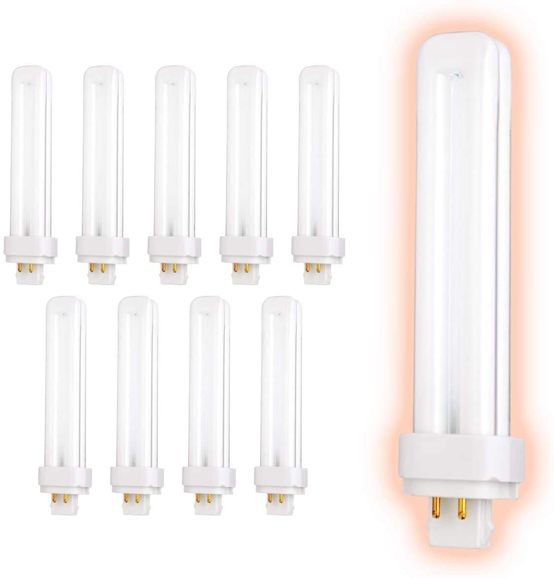 GoodBulb 26-Watt CFL Light Bulbs 4 Pin G24Q-3 Base 3500K Soft White Light Color High Output 1800 Lumens Long Term Care Lighting Pack of 10 Bulbs