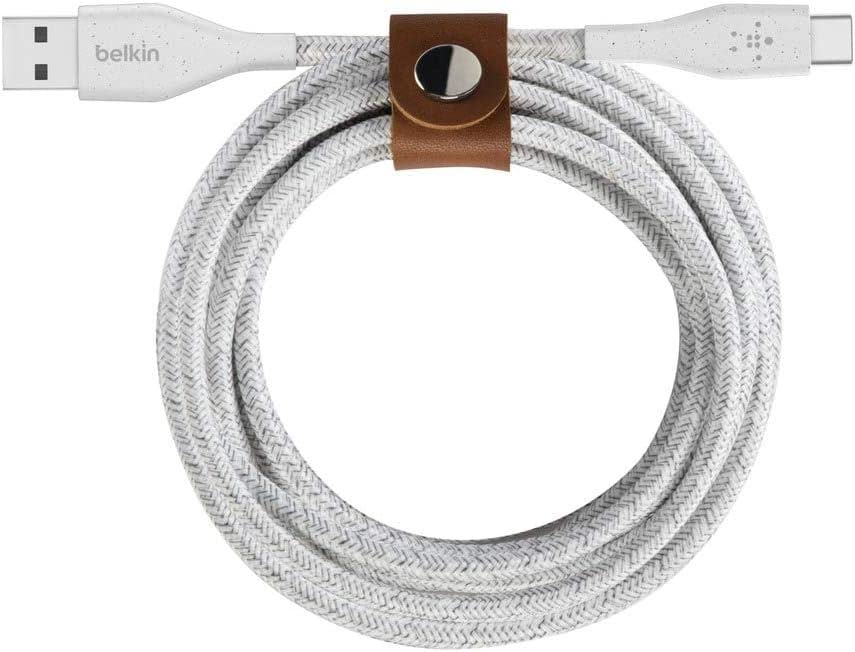 Belkin DuraTek Plus USB C to USB Cable - USB-A Cable W/Leather Strap - Ultra-Strong Charging Cable W/Flexible Insulation - Compatible W/iPads, Samsung