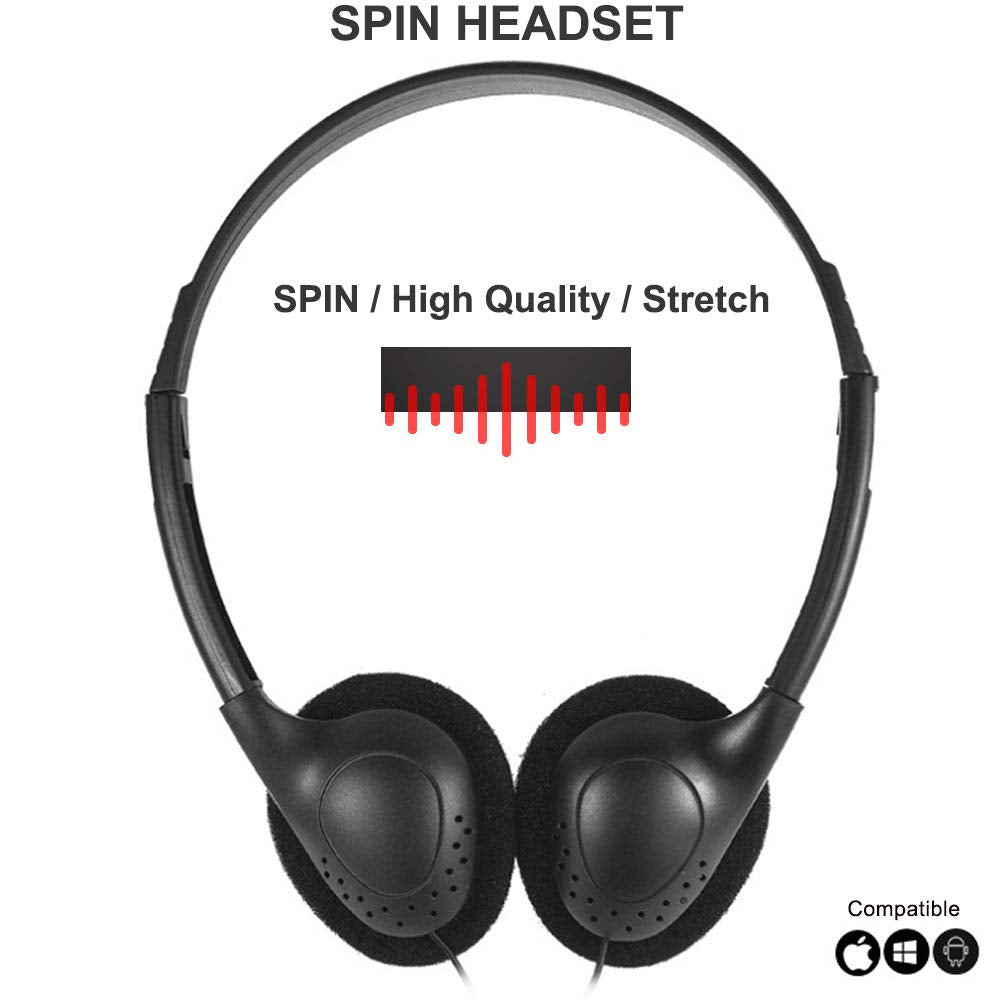 CN-Outlet Wholesale Kids Headphones in Bulk 25 Pack for School Classroom Students Children and Adults - Black (25 Black Straight)