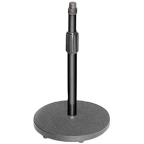 Performance Plus Black Cast Iron 5" Wide Round Bottom Desk Microphone Stand, 5" Mic Base (MS302)
