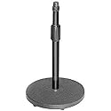 Performance Plus Black Cast Iron 5" Wide Round Bottom Desk Microphone Stand, 5" Mic Base (MS302)