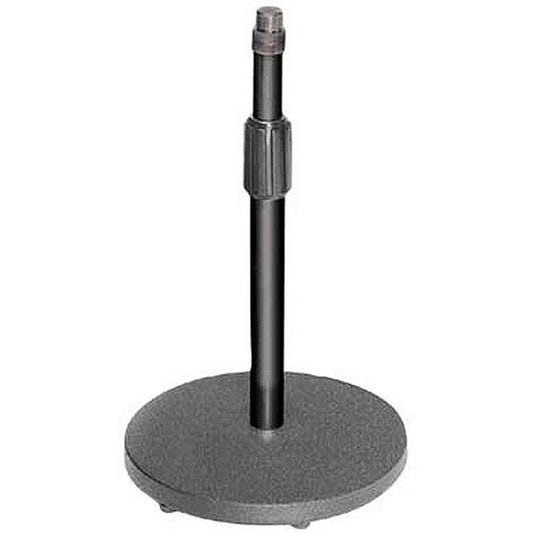 Performance Plus Black Cast Iron 5" Wide Round Bottom Desk Microphone Stand, 5" Mic Base (MS302)