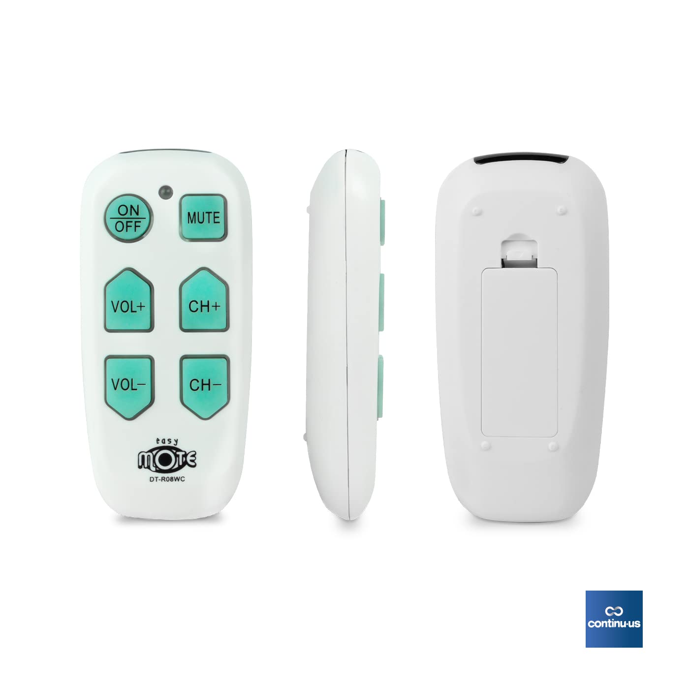 Universal Big Button TV Remote - EasyMote | DT-R08W. Backlit, Easy Use, Smart, Learning Television & Cable Box Controller, Perfect for Assisted Living