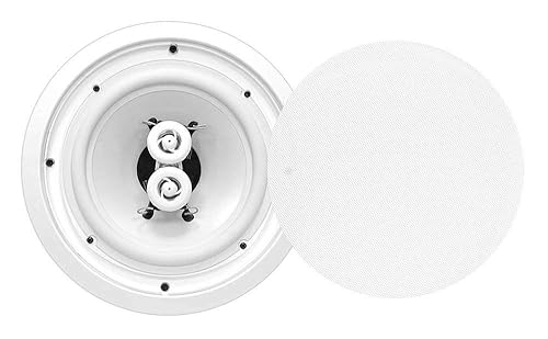 Pyle 6.5 Inch 300W Dual Channel 8 Ohm Home Audio In Ceiling Marine Grade Waterproof Speaker with 60Hz to 22kHz Frequency Response, Single, 1 Pack