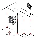 GRIFFIN 4 Pack Telescoping Microphone Boom Stands (StageLOCK Series) with XLR Mic Cables & Clips - Tripod Base for Studio, Live Karaoke, Conferences
