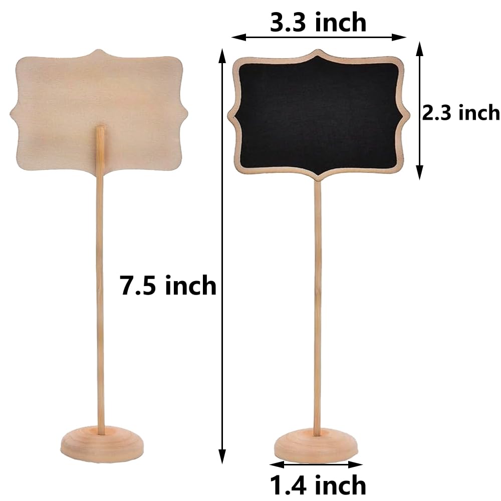 20PCS Wood Mini Chalkboard Sign and Replacement Stickers, Food Labels for Party Buffet,Blackboard for Message Board Signs,Weddings Place Cards