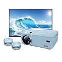 Core Innovations Home Theater Bundle with Projector, 120" Screen, and Two Mini Bluetooth Wireless Bone Conduction Instant Speakers, Sea Blue