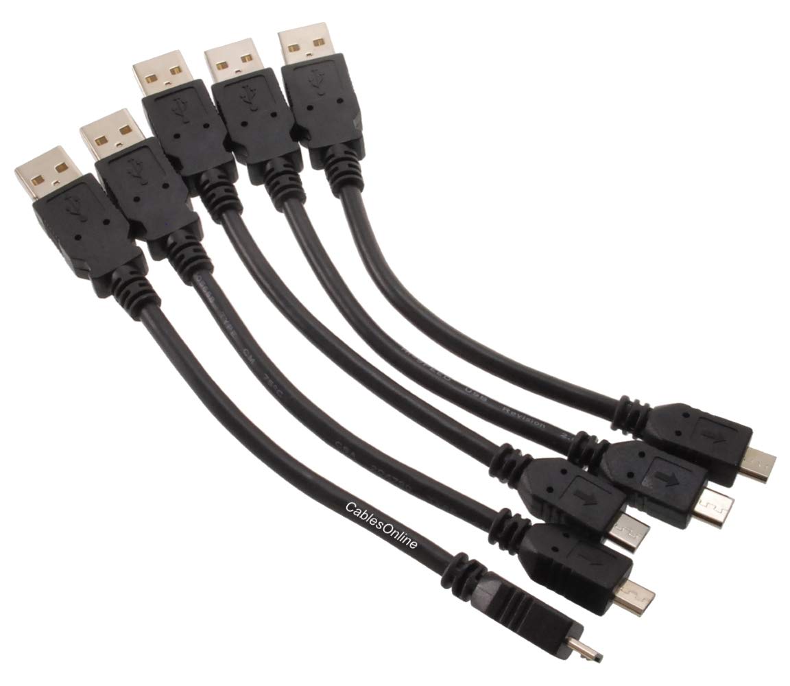 CablesOnline 5-Pack 6 inch USB 2.0 A-Type Male to Micro-B Male Charge & Sync Cable, USB-1500-5