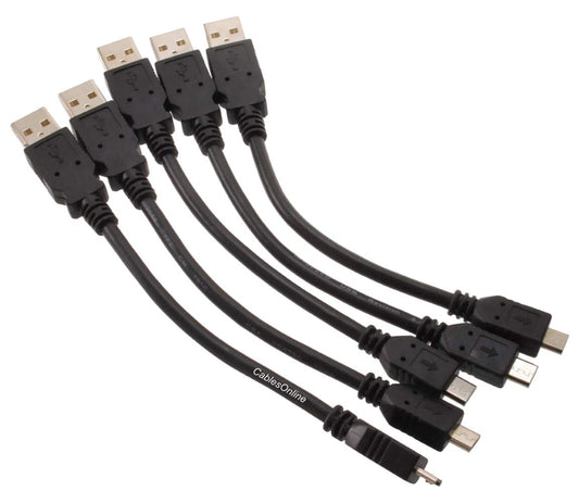 CablesOnline 5-Pack 6 inch USB 2.0 A-Type Male to Micro-B Male Charge & Sync Cable, USB-1500-5