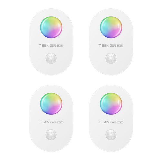 TSINGREE Motion Sensor Wireless Under Cabinet Lighting, Night Lights, Type-C USB Rechargeable, 8 Colors, 2 Scene Mode, Stick on, Hilly Light Effects