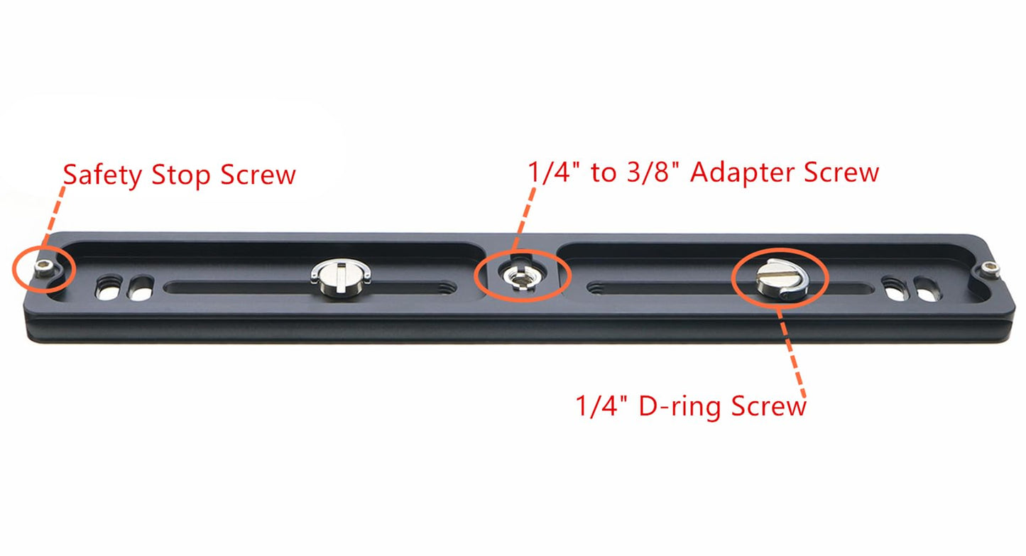 HITHUT PU-250 250mm Universal Long Quick Release Plate Dual Dovetail Slide Rail with D-Ring Screw for Ball Head Tripod Mount DSLR Camera Arca Swiss