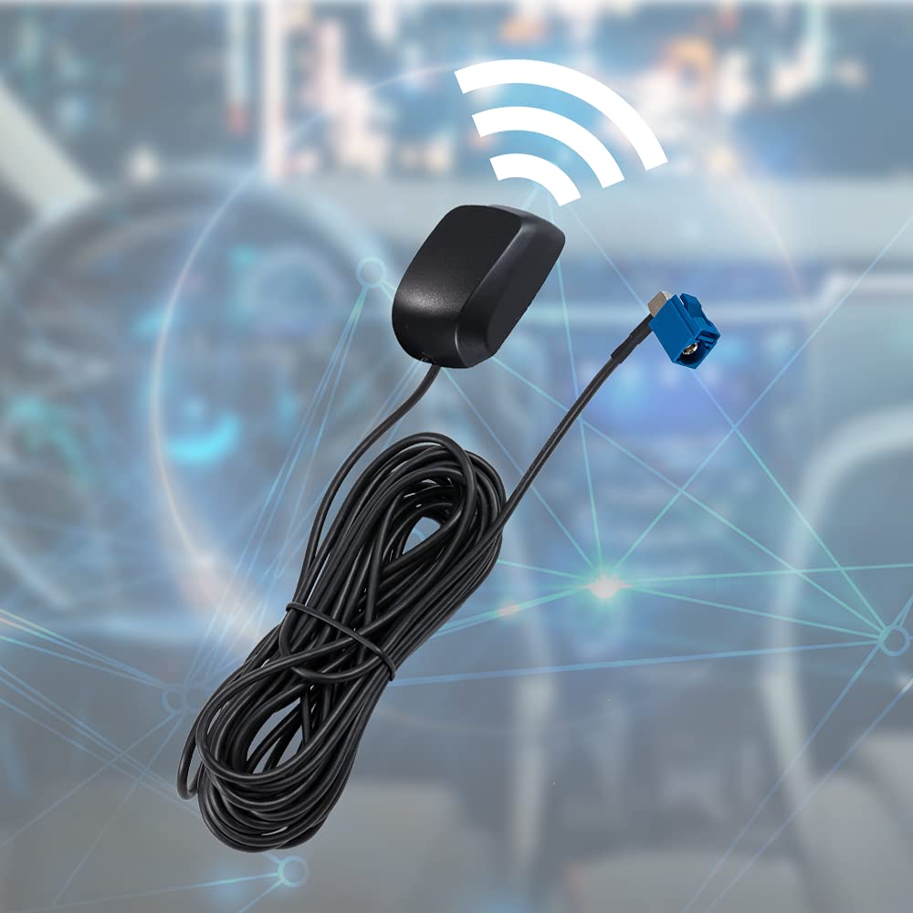 POBADY Car GPS Antenna 1575.42MHz Fakra C Adapter Right Angle with 3M GPS Fakra Antenna Magnetic Base for Car Vehicles GPS Navigation System GPS
