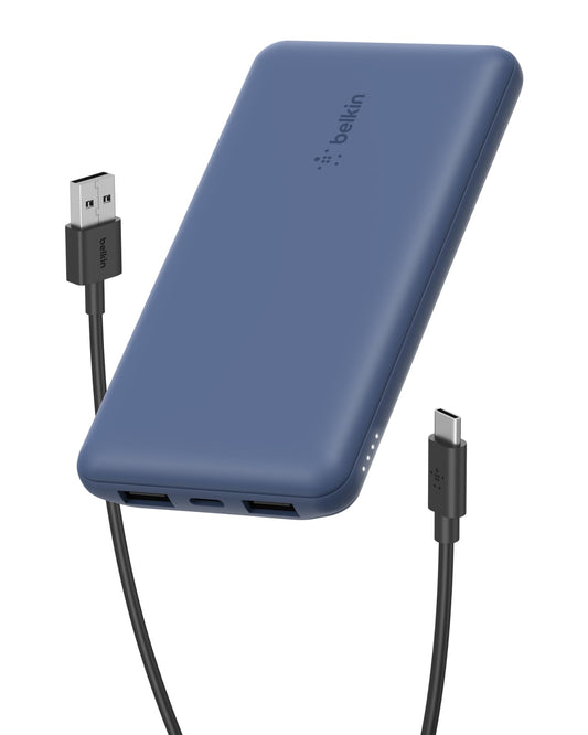 Belkin Portable Charger, USB C Power Bank 10000 mAh w/ 2xUSB-A Ports, 15W w/ Type-C to Type-A Cable - iPhone 17, Air, Pro, Pro Max, Samsung Galaxy