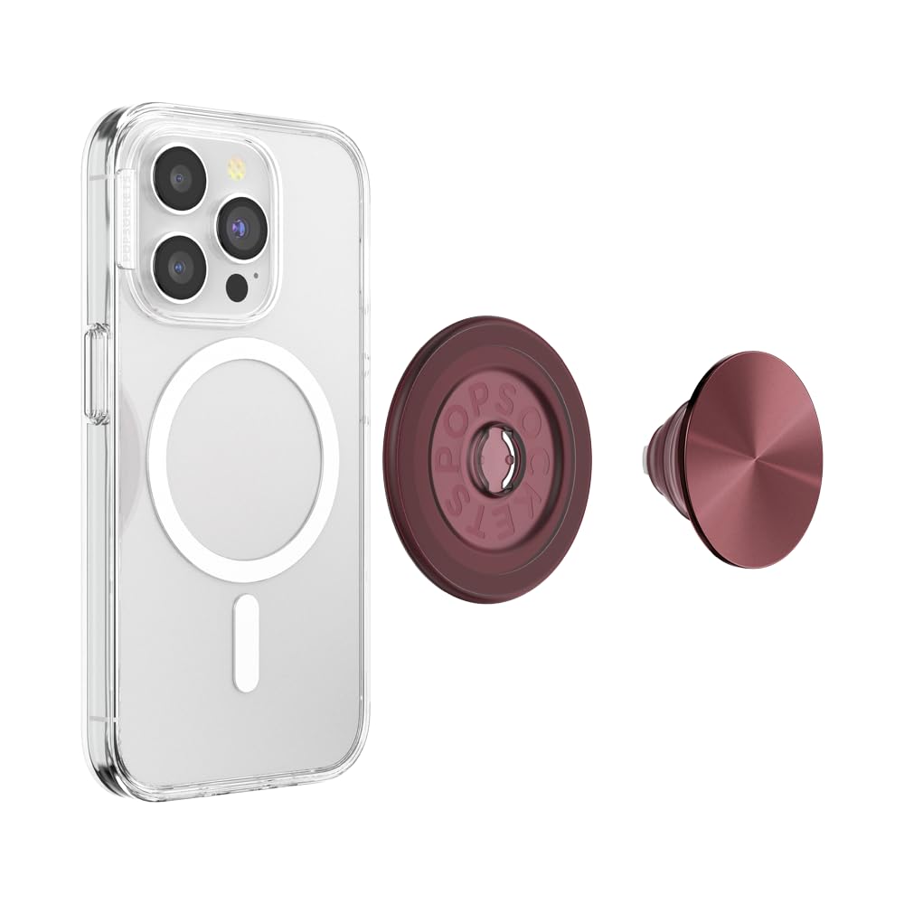 PopSockets Phone Grip for MagSafe, Magnetic Holder, Phone Stand, Red - Alum Radial Oxblood