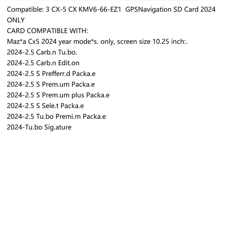 Navigation SD Card GPS Maps Compatible with 2024-2025 CX-5, 2023-2025 CX-90, 2024 CX-30/3, USA/CAN/MEX Maps