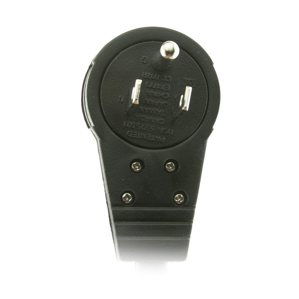 ACL 15 Feet Power Cable with 6 Outlets Surge Protector, Flat Rotating Plug, Horizontal Outlets, Black